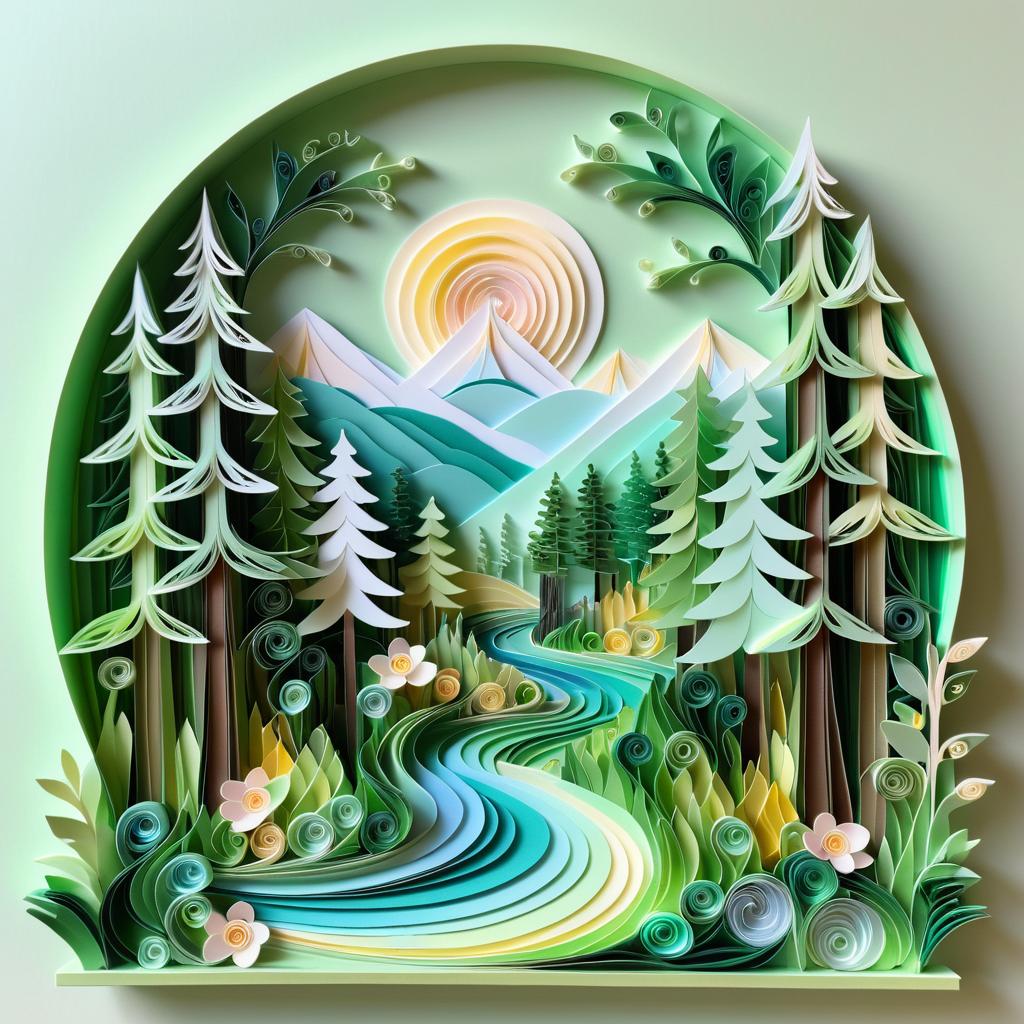 Tranquil Forest Scene in Paper Quilling