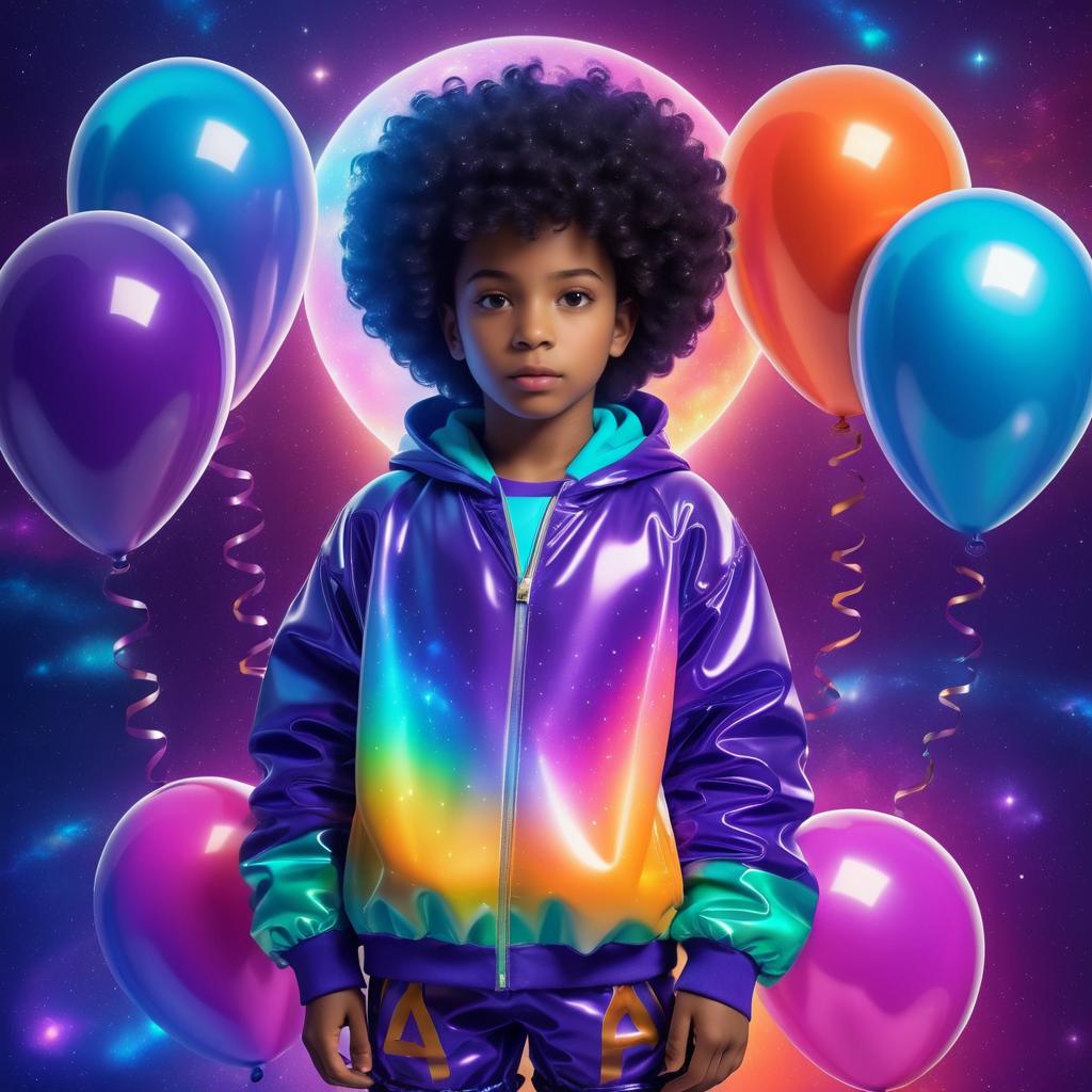 Afrofuturism Boy in Cosmic Nebula