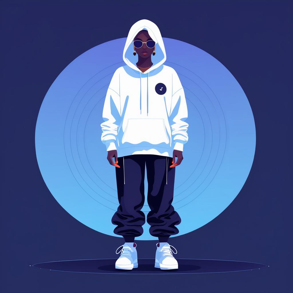 Minimalist Hip-Hop Ghost Character Illustration