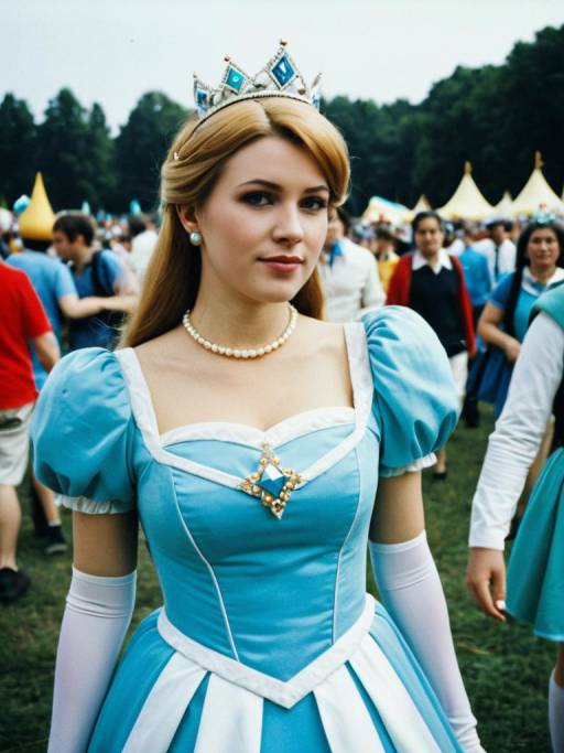 Woman in Princess Rosalina Cosplay Costume at Festival