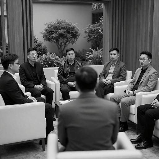 Group Therapy Session in Black and White