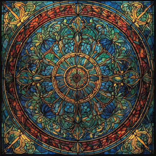 Vibrant Art Nouveau Stained Glass Mosaic