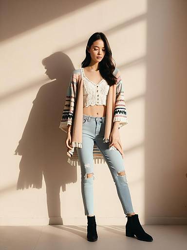Bohemian Style Woman in Casual Outfit