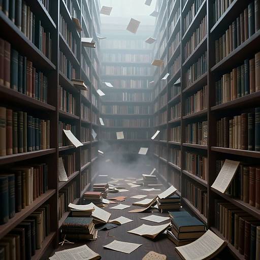 Cyberpunk Surreal Library Dreamscape