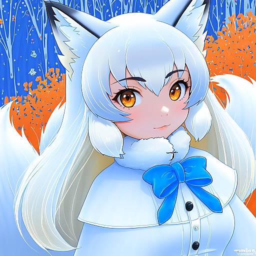 Illustration of Arctic fox (kemono friends), kemono friends in the style of Yuumei