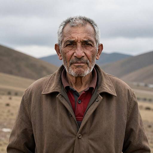 Stern Elder in a Barren Landscape