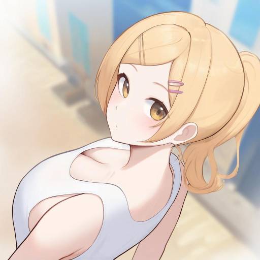 Anime Girl in White Tank Top Looking Back