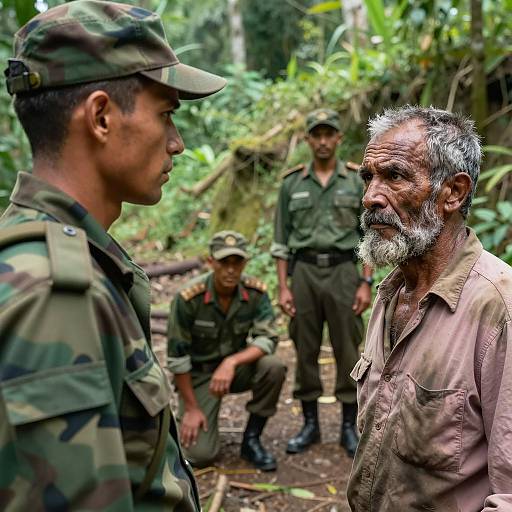 Jungle Encounter: Four Men in Camouflage