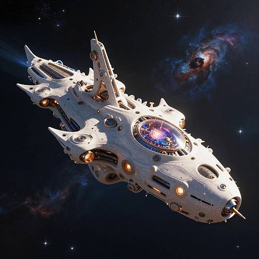 Futuristic AI Ship in Deep Space