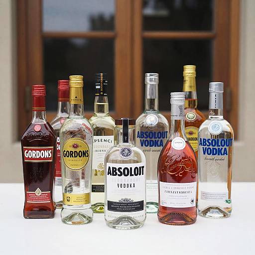 Colorful Liquor Bottles by Window