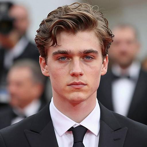 Young Man in Black Suit Close-Up