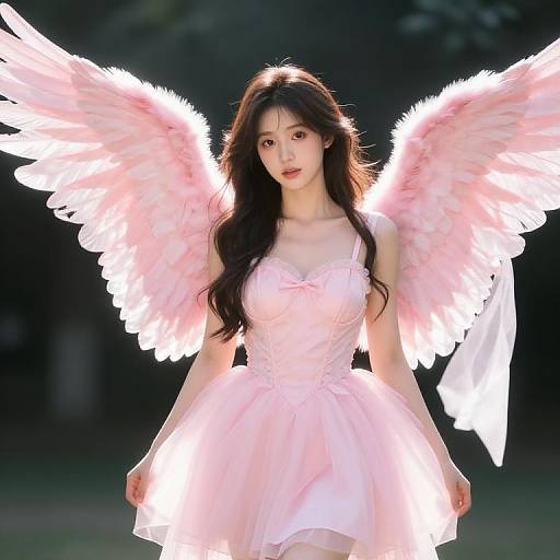 Pink Winged Female Angel