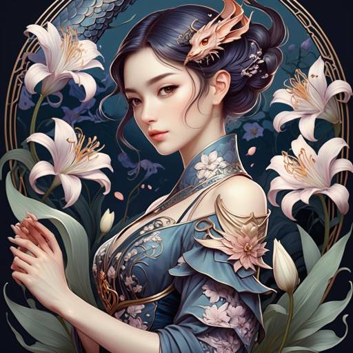 Anime Character in Art Nouveau Garden