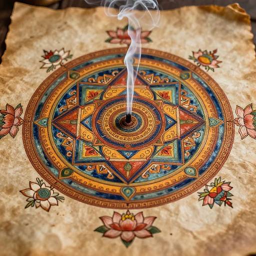 Buddhist Mandala with Incense Smoke
