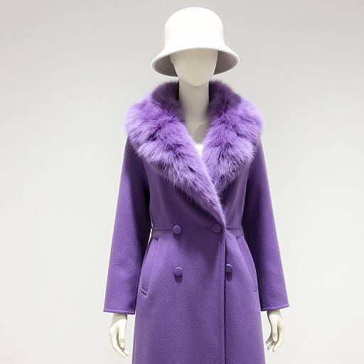 Mannequin in Purple Fur-Collar Coat