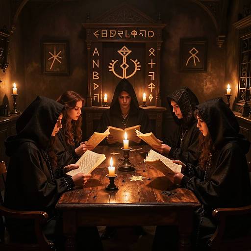 Illuminati Secret Meeting in Candlelight