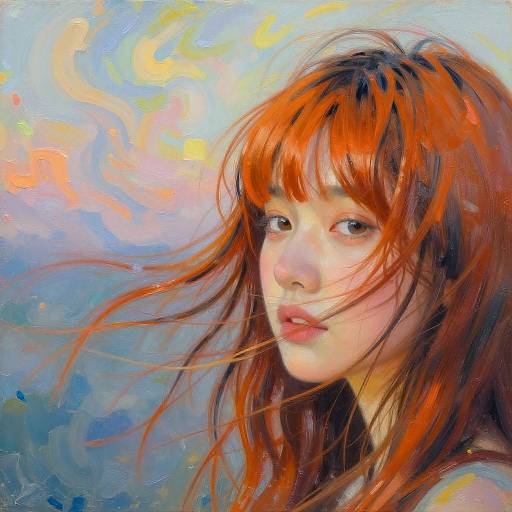 Orange Bangs in Dreamy Impressionist Style
