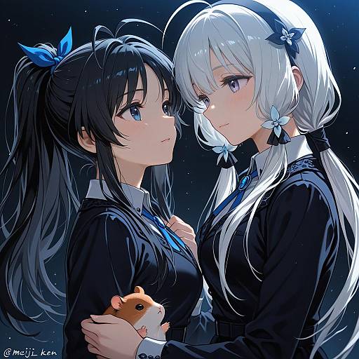 Illustration of Hamuzou, idolmaster in the style of Meiji ken