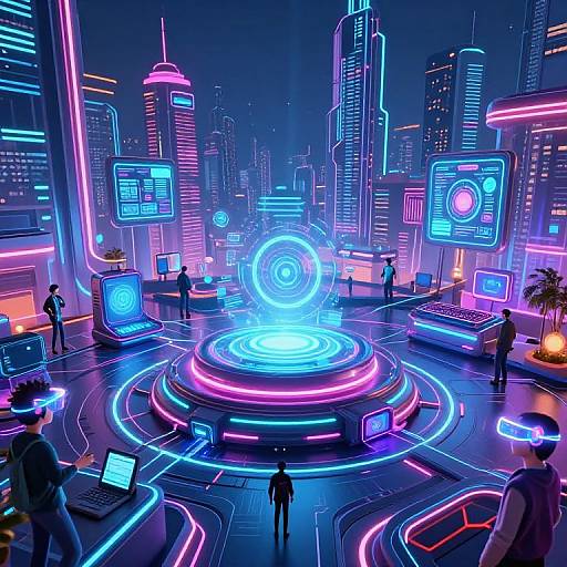Futuristic Cyberpunk Cityscape with AR
