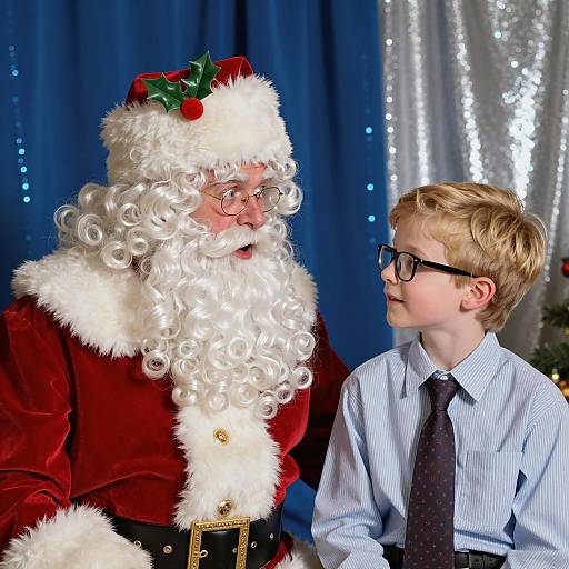 Surprised Santa and Young Boy Encounter