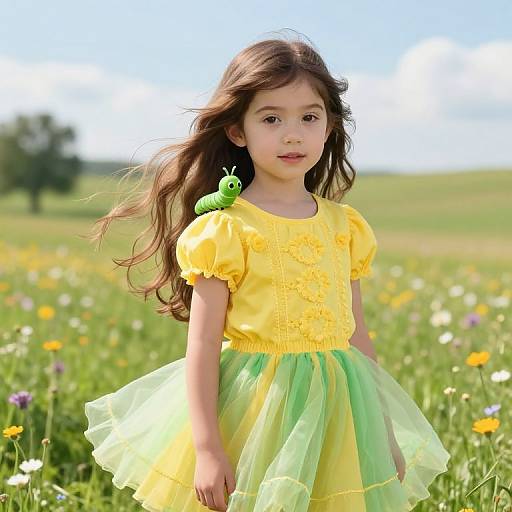 Young Girl in Whimsical Meadow