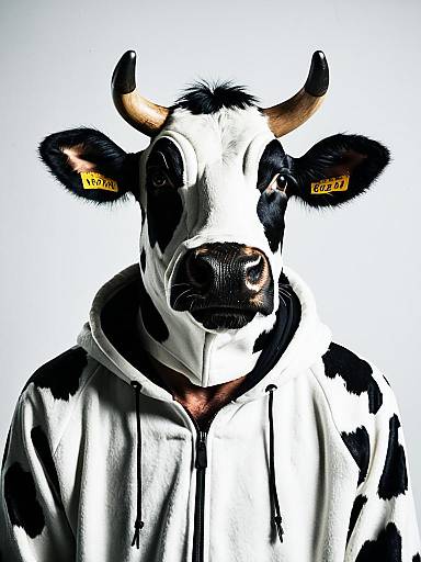 Cinematic Realism Man in Cow Suit