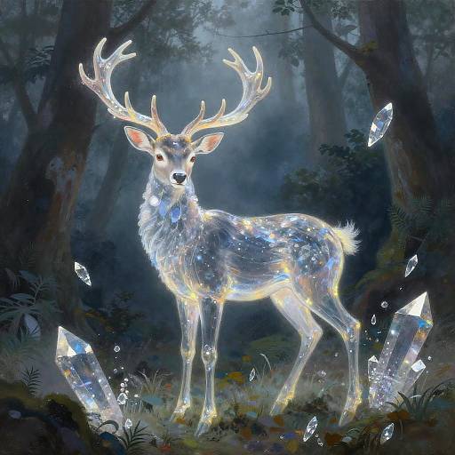 Ethereal Jelly Deer Surreal Painting