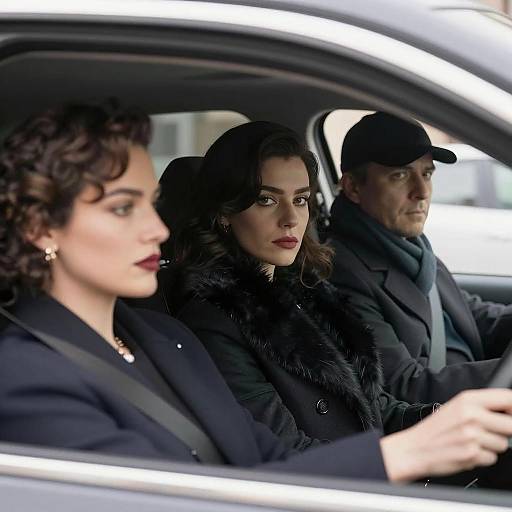 Three People Inside a Car Portrait