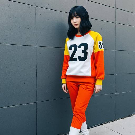 Young Woman in Color Block Casual Outfit
