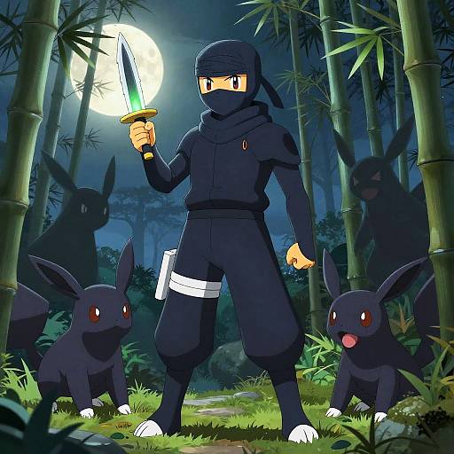 Pokémon Ninja in Moonlit Bamboo Forest
