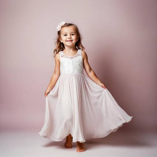 Happy Little Girl in White Dress
