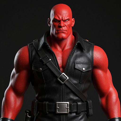 Red-Skinned Muscular Soldier Portrait