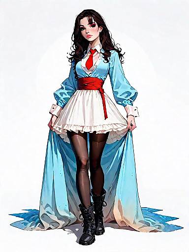 Bohemian Style Girl in Burgundy Dress