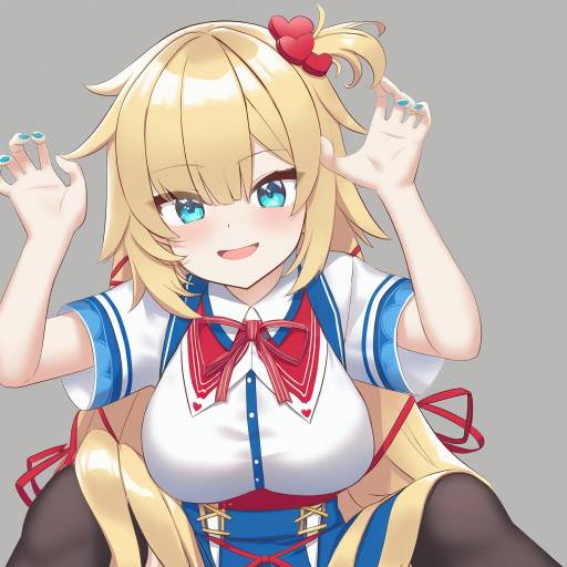 Illustration of Akai haato (1st costume), hololive in the style of O (rakkasei)