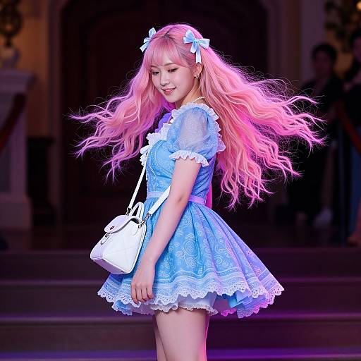 Photorealistic Woman in Blue Dress