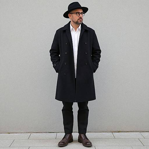 Man in Black Coat and Hat