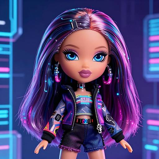 Cybernetic Bratz Doll in Digital Matrix