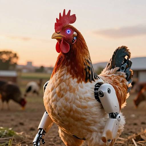 Fierce Neon-Eyed Robotic Chicken