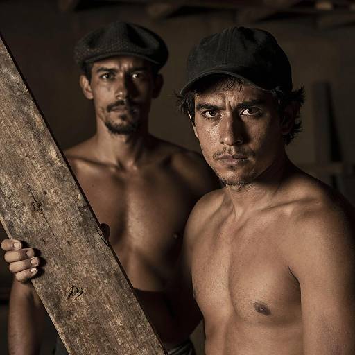 Intense Gaze in Rustic Atmosphere