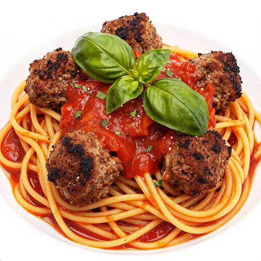Close-Up Spaghetti and Meatballs