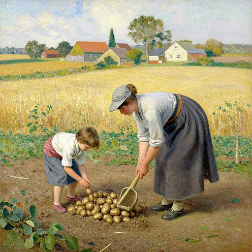 Impressionist Rural Harvest Scene