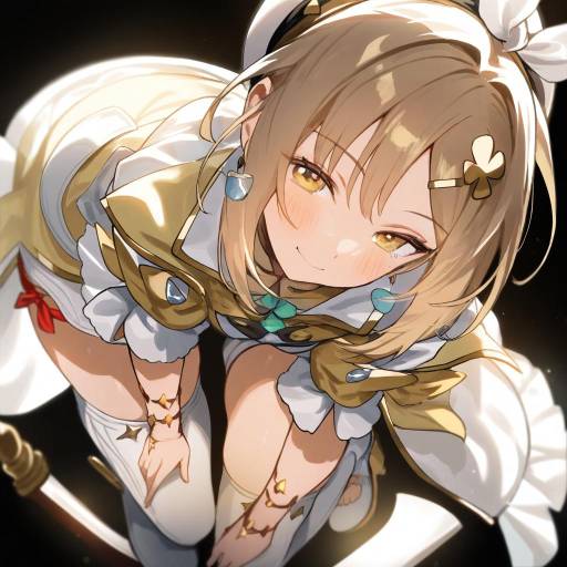 Anime Girl in Gold and White Outfit