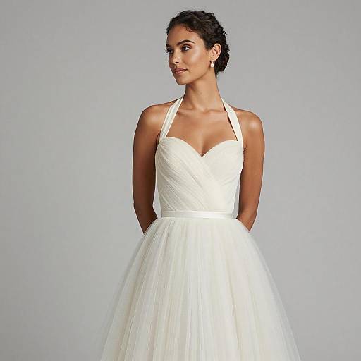 Elegant Woman in White Tulle Dress