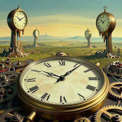 Surreal Dreamscape with Giant Timepiece