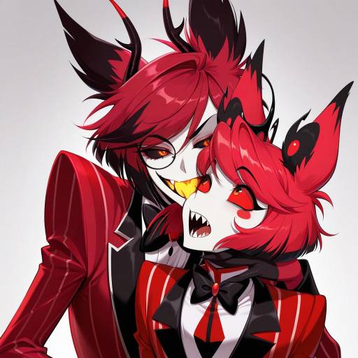 Illustration of Alastor (hazbin hotel), hazbin hotel in the style of Kinako (shiratama mochi)