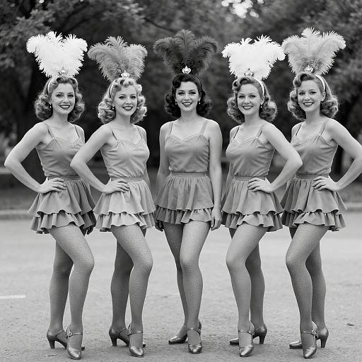 Vintage French Cancan Dancers in B&W