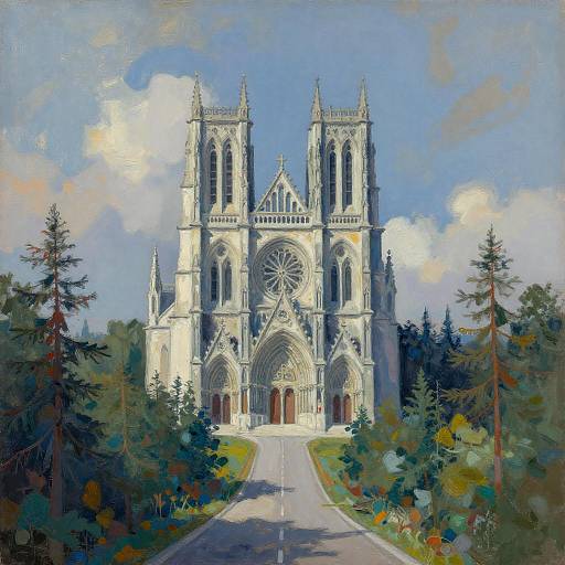 Neo-Expressionist Gothic Cathedral Illustration