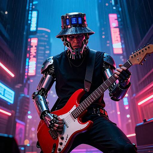 Cyborg Buckethead Guitarist in Dystopia