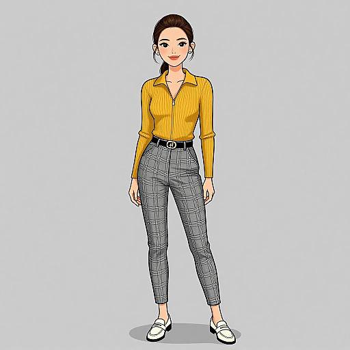 Smiling Woman in Stylish Casual Outfit