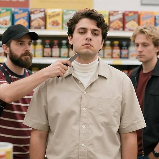 Tense Grocery Store Confrontation Scene